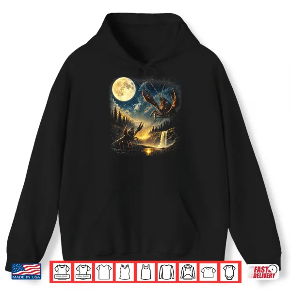 Hoodie Vintage Three Crawfish Moon Crawfish Howling to The Moon Shirt