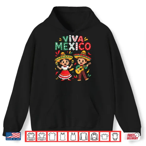 Hoodie Viva Mexico Guitar Boy Girl Mexican Independence Day Kid Shirt