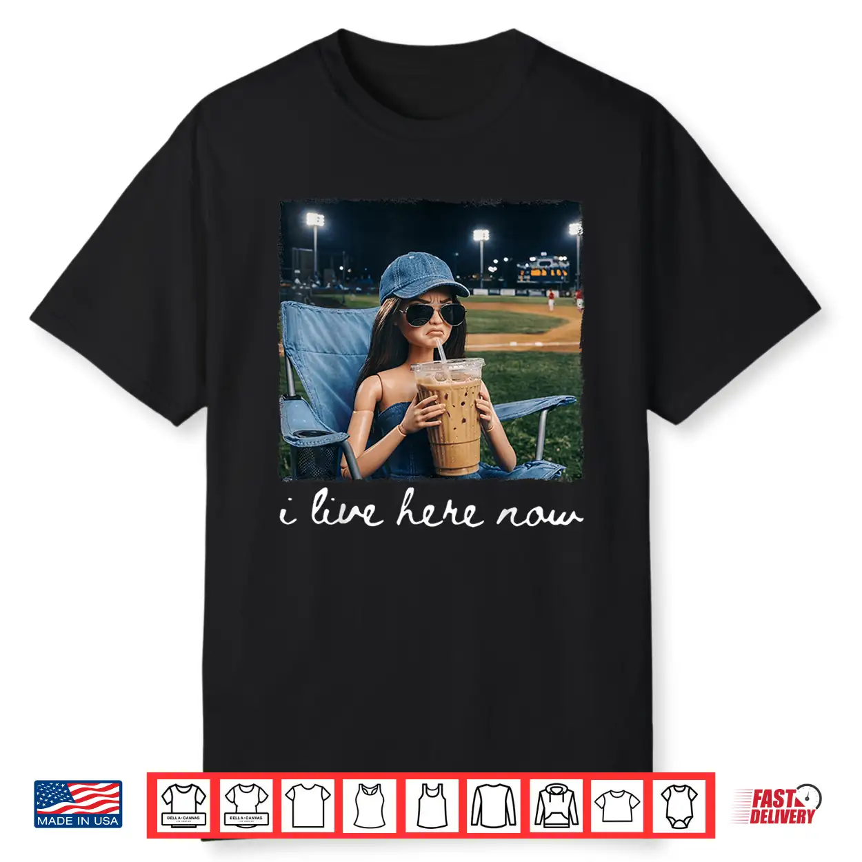I Live Here Now Funny Ballfield Baseball Shirt I Live Here Now Funny Ballfield Baseball Shirt