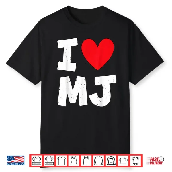 I Love Mj Heart Personalized Name Mj First Name Shirt