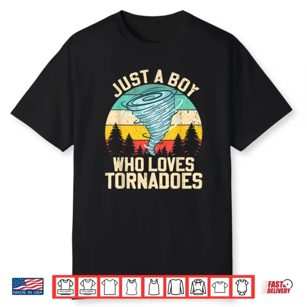 Just A Boy Who Loves Tornadoes Retro Storm Chaser Shirt