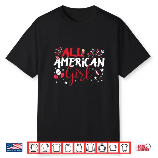 Kids All American Girl For Independence Day   Girls Patriotic Shirt