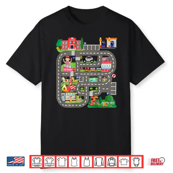 Kids Play Cars On Dad’S Back Funny Father’S Day Race Track Shirt