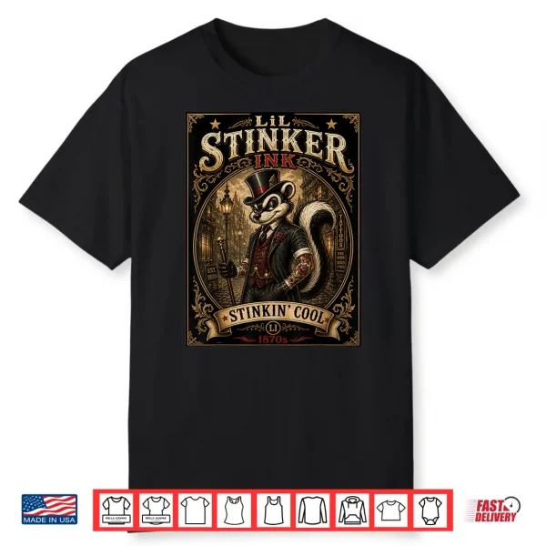 Lil Stinker Ink Vintage Tattoo Skunk Design 1870S Style Shirt