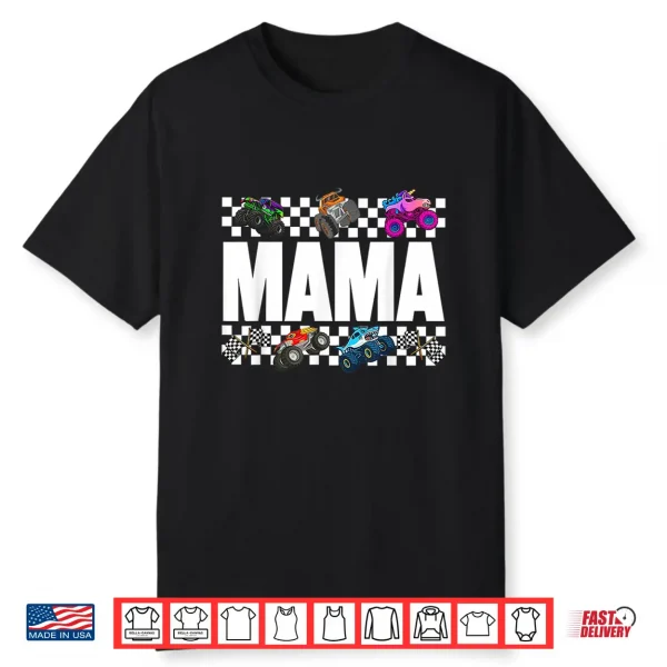 Mama Monster Truck Family Crew Birthday Matching Women Mom Shirt