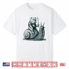 Medieval Bulldog Knight Riding Snail Vintage Funny Dog Meme Shirt