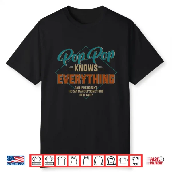 Mens Funny Pop Pop Knows Everything For Grandpa And Father’S Day Shirt