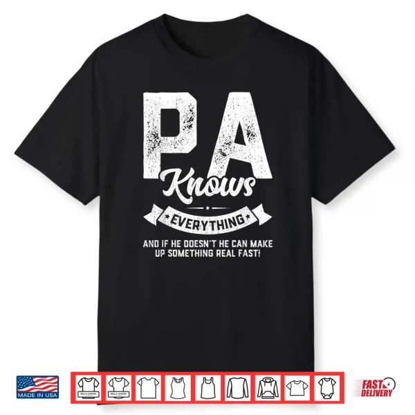 Mens Pa Knows Everything Shirt 60Th Gift Funny Father’S Day Shirt