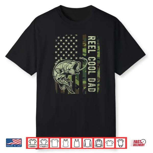 Mens Reel Cool Dad Camouflage American Flag Father’S Day Gift Shirt