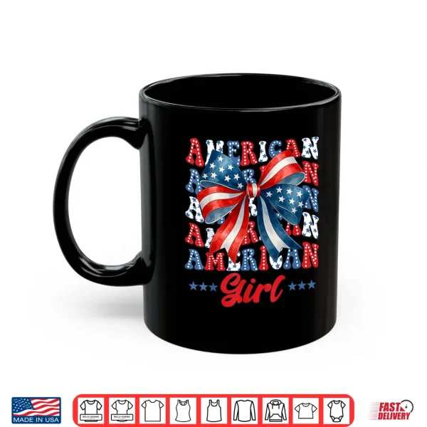 Mug 4th Of July American Girl Coquette USA Flag Patriotic Kids Shirt