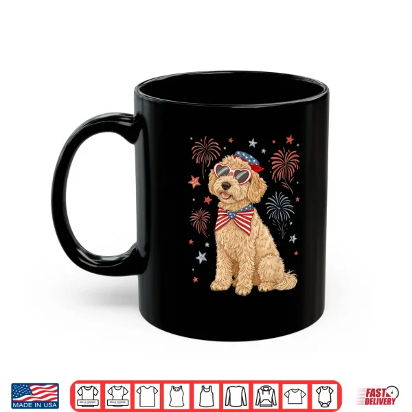 Mug 4th of July Patriotic Goldendoodle Coquette Bow USA Flag Shirt