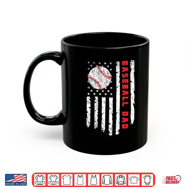 Mug Baseball DAD USA American Flag Patriotic Dad Fathers Day Shirt