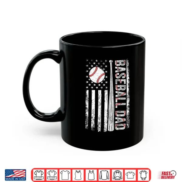 Mug Baseball Dad American Flag Patriotic Fathers Day USA Flag Shirt
