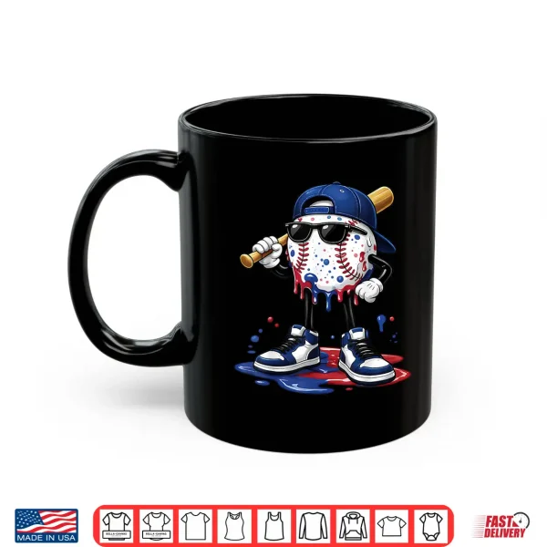 Mug Baseball Drip Ice Cream Apparel Youth Boys Teens Kids Men Shirt