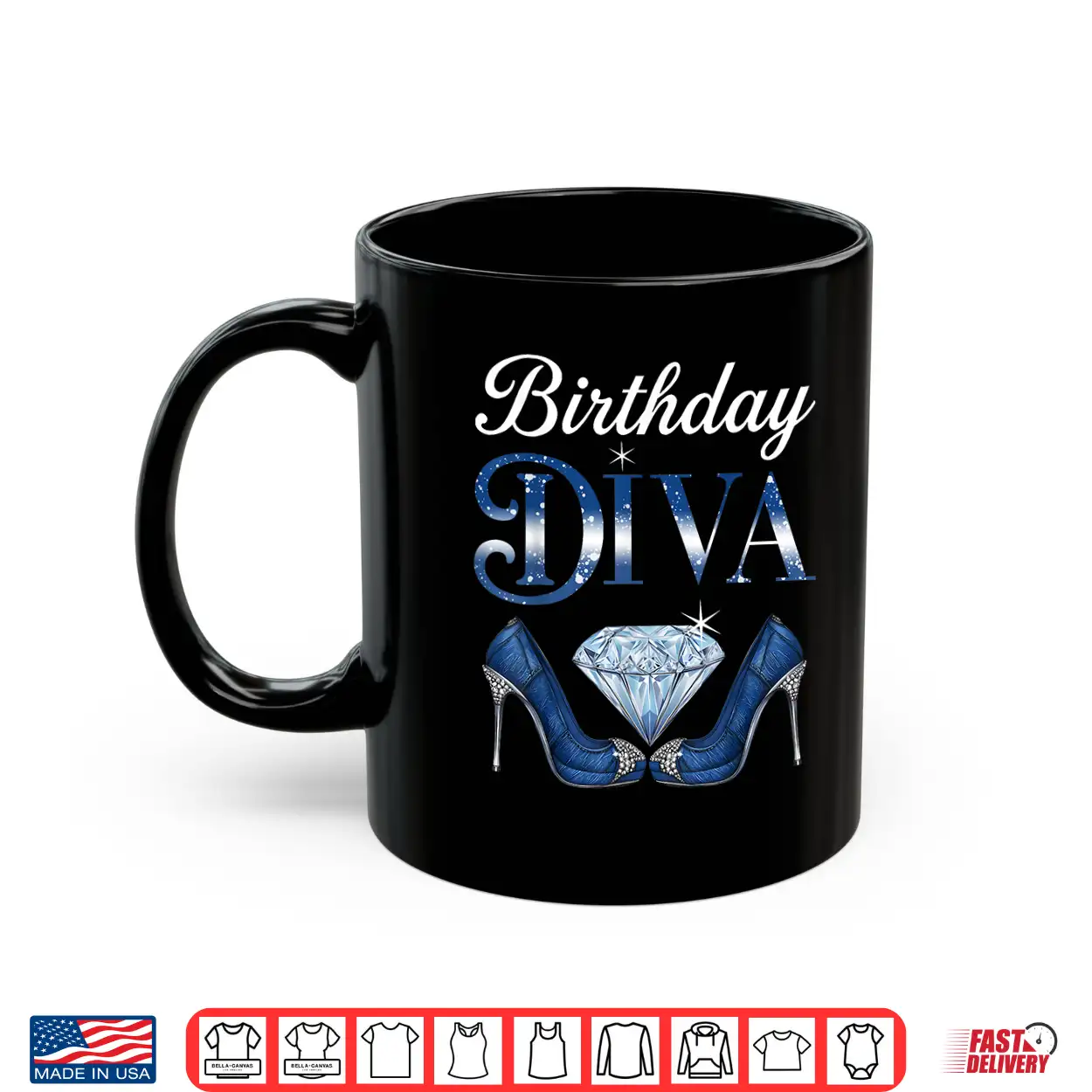 Birthday Diva Queen Girls Womens High Heels Denim & Diamonds Shirt Birthday Diva Queen Girls Womens High Heels Denim & Diamonds Shirt