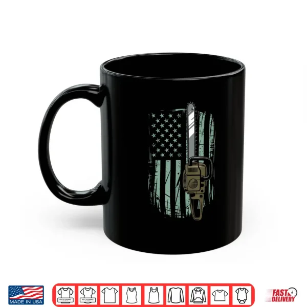 Mug Chainsaw American Flag Funny Independence Day Woodworker Shirt