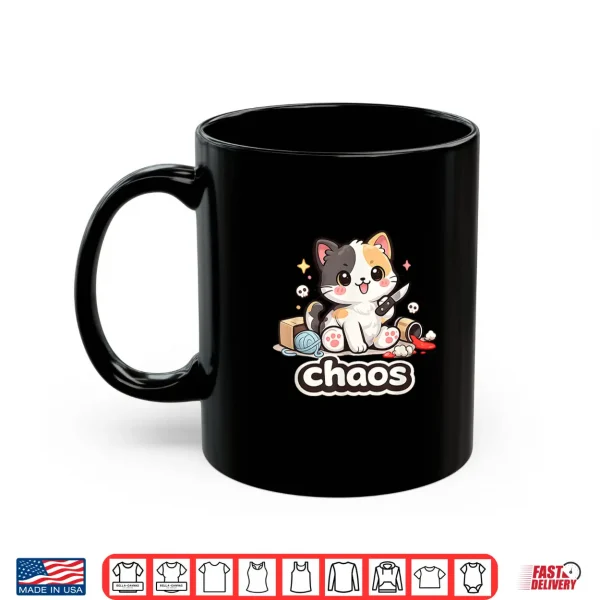 Mug Chaos Cat Kawaii Cute Funny Knife Kitty Meme Shirt