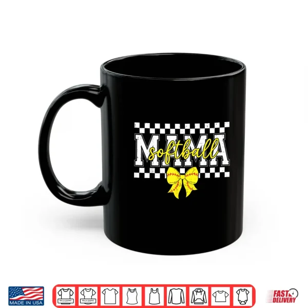 Mug Checkered Softball Mama Cheer Mom Mothers Day Game Day Shirt