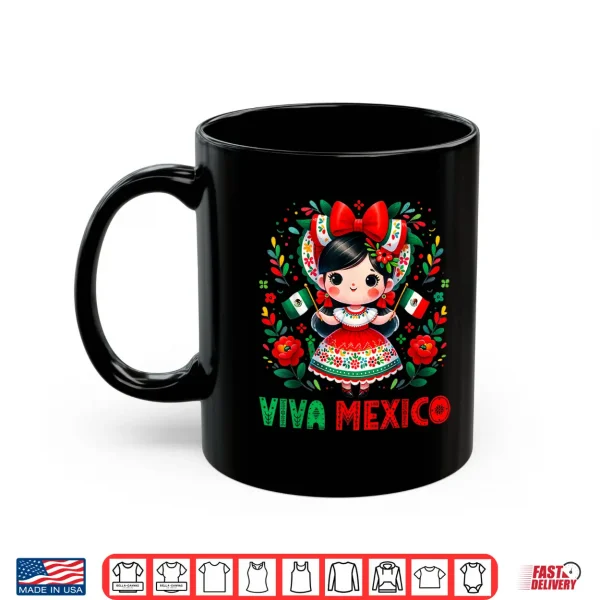 Mug Cute Viva Mexico Girl Mexican independence day Kids Toddler Shirt