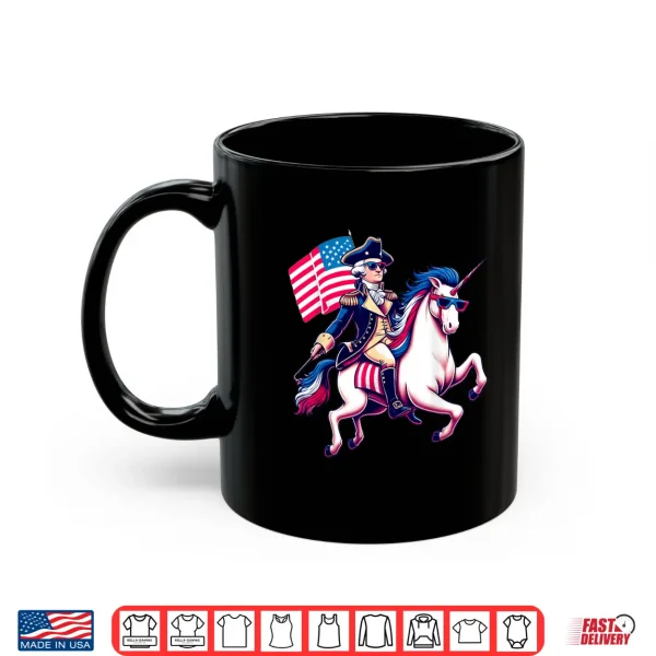 Mug George Washington Riding A Unicorn 4th of July vintage kids Shirt