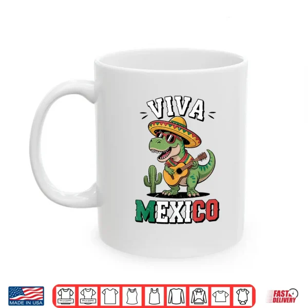 Mug Kids Viva Mexico Shirt Boy Mexican Dinosaur Independence Day Shirt