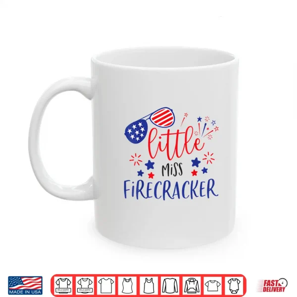Mug Little Miss Firecracker 4th Of July Girl Toddler Outfit 2022 Shirt