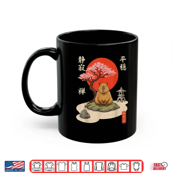 Mug Meditation Japanese Garden Calm Relaxation Cute Zen Capybara Shirt