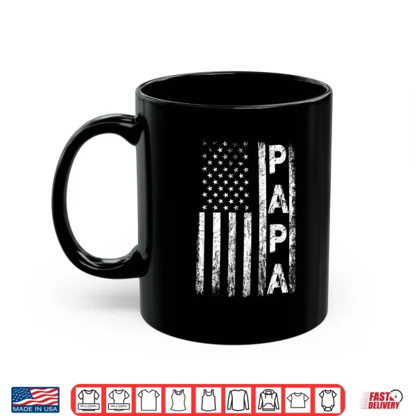 Mug Mens Papa Vintage American Flag Fathers Day 4th of July Grandpa Shirt