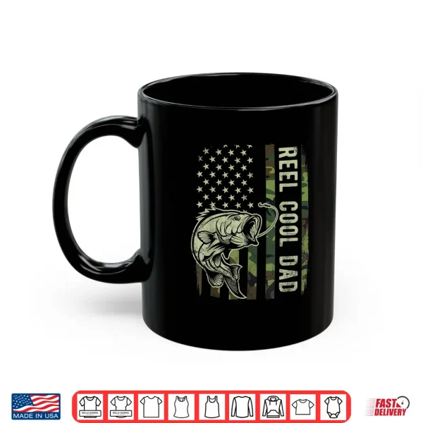 Mug Mens Reel Cool Dad Camouflage American Flag Fathers Day Gift Shirt