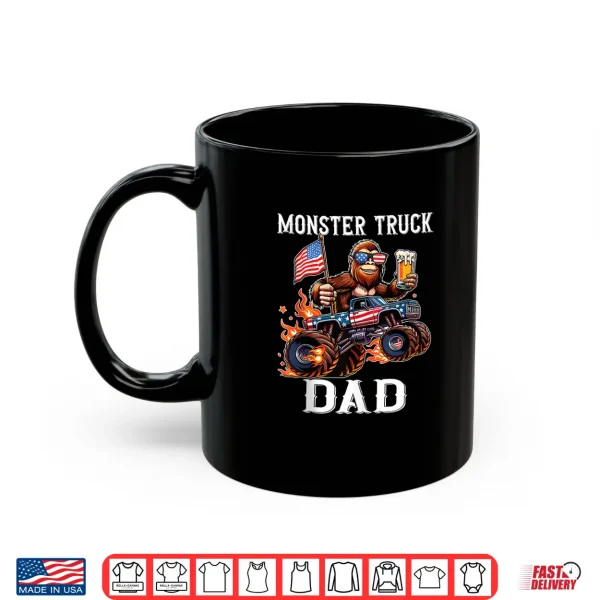 Mug Monster Truck Dad Racing Bigfoot Beer USA Flag Patriotic Shirt