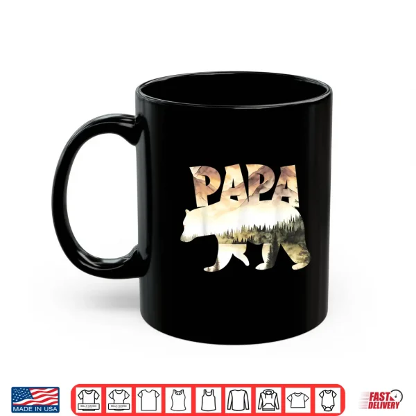 Mug Papa Bear Forest Lake Mountain Scene Outdoors Fathers Day Shirt