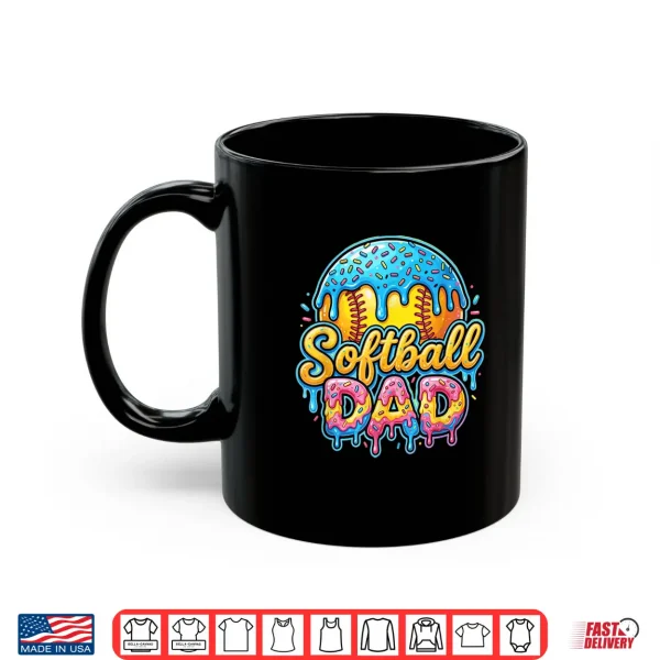 Mug Retro Ice Cream Drip Softball Dad Game Day Dad Fathers Day Shirt