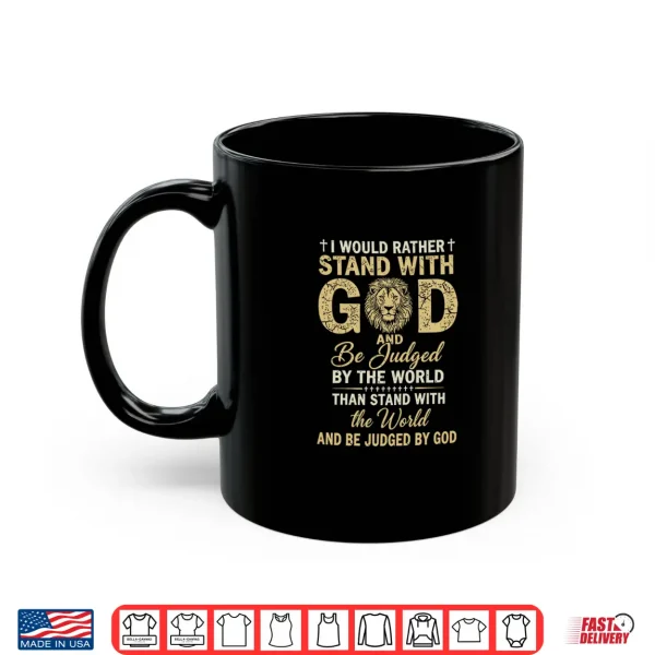 Mug Stand with God Christian Lion Faith Vintage Distressed Premium Tri Blend Shirt