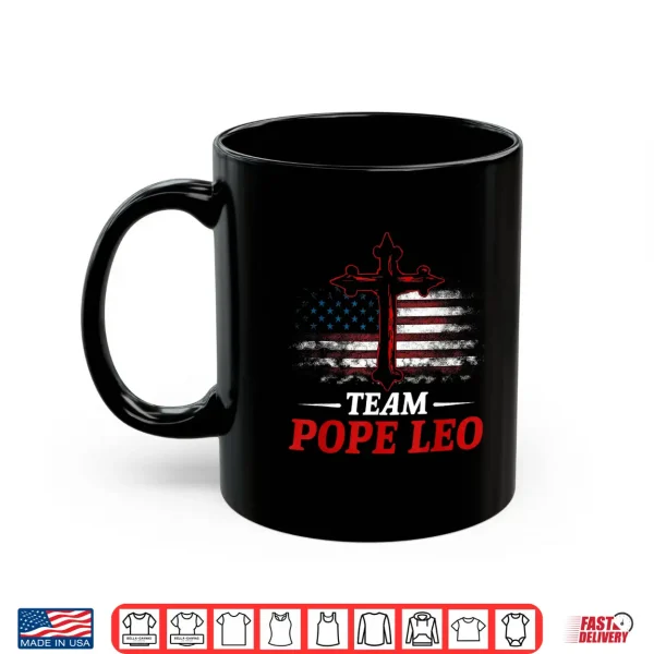 Mug Team Pope Leo XIV Vintage Flag Cross Christian Shirt