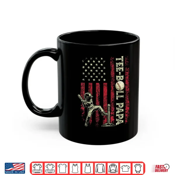 Mug Tee Ball Papa American US Flag Patriotic Papa Fathers Day Shirt
