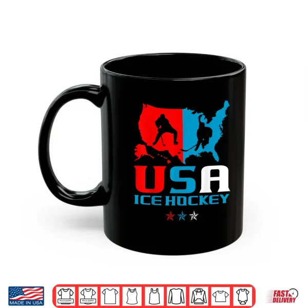 Mug USA Ice Hockey Independence Day American Flag Sports Women Kids Men Shirt