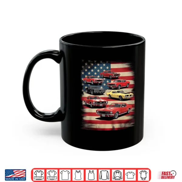 Mug Vintage Classic Muscle Car Retro American Flag Patriotic Shirt
