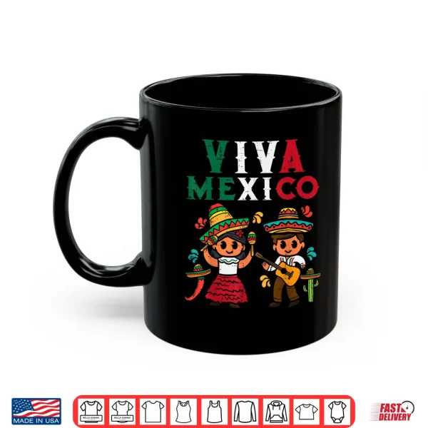 Mug Viva Mexico Boy Girl Maracas Guitar Mexican Independence Kid Shirt
