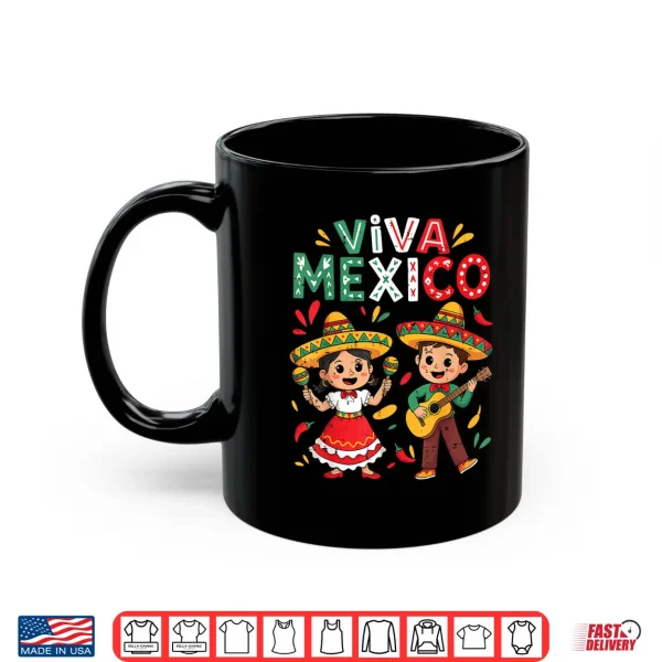 Mug Viva Mexico Guitar Boy Girl Mexican Independence Day Kid Shirt