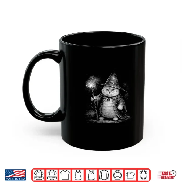 Mug Wizard Cat Magic Fantasy Funny Vintage Tabby Meme Shirt