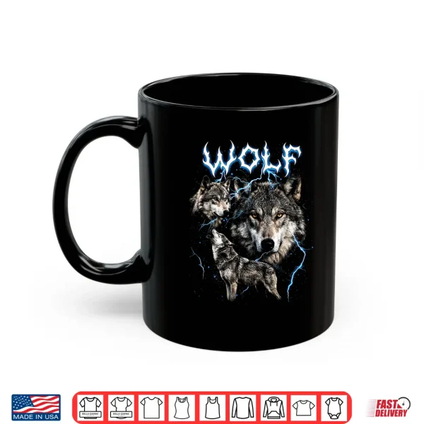 Mug Wolf Vintage 90s Heavy Metal Retro Wolf Animal Lover Wolves Shirt