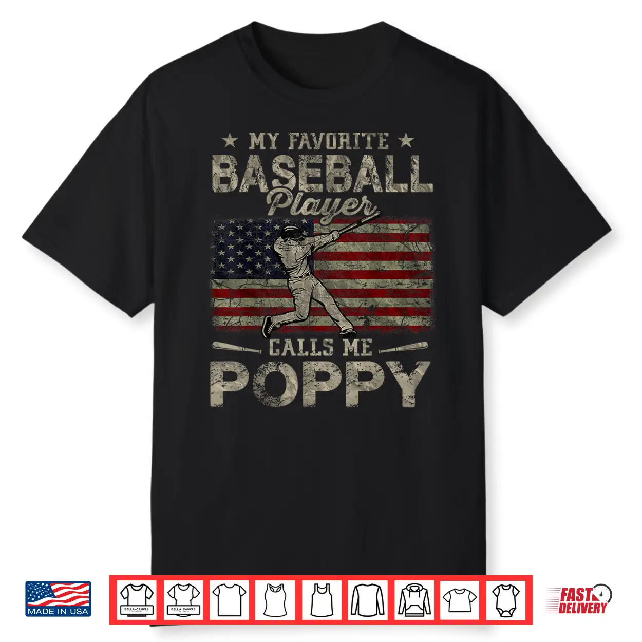 My Favorite Baseball Player Calls Me Poppy Father’S Day Shirt My Favorite Baseball Player Calls Me Poppy Father’S Day Shirt