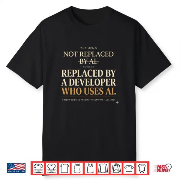 Not Replaced By A I Funny Developer Programmer Shirt