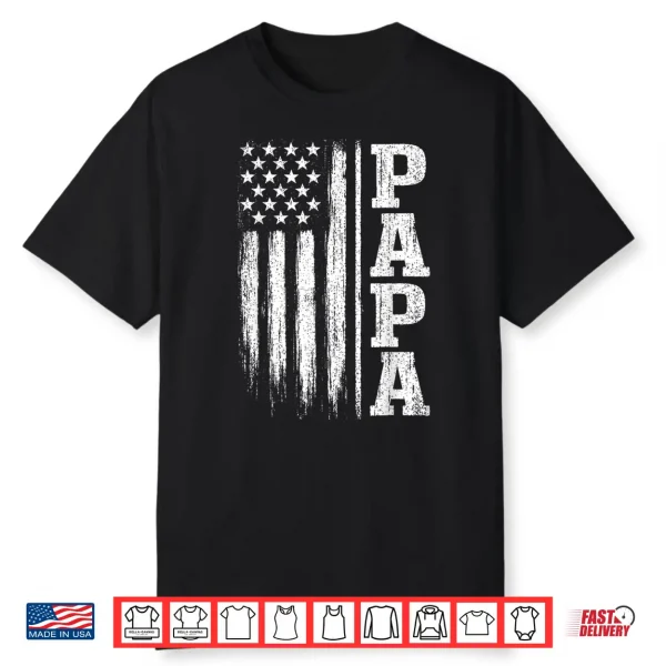 Papa Vintage American Flag Father’S Day 4Th Of July Dad Shirt