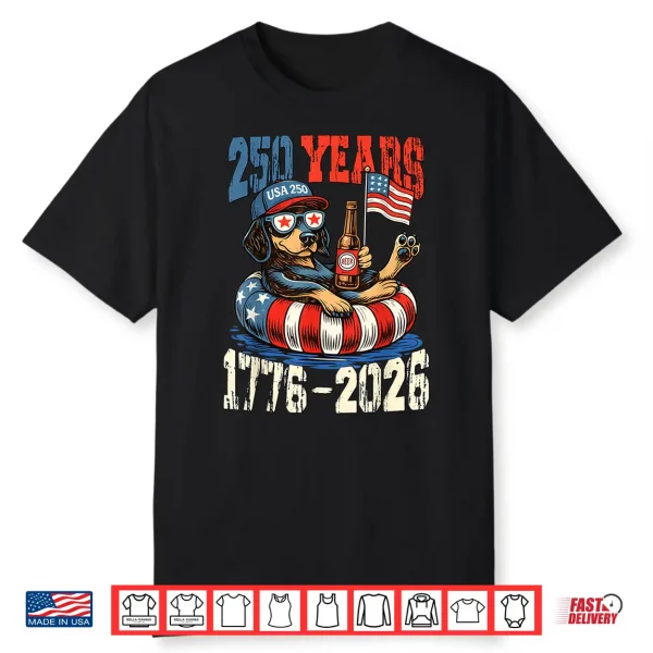 Patriotic Dog Dachshund 250Th Anniversary 4Th Of July Retro Shirt
