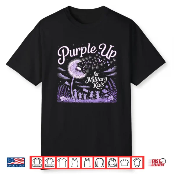 Purple Up For Military Kids Dandelion Child Month Shirt