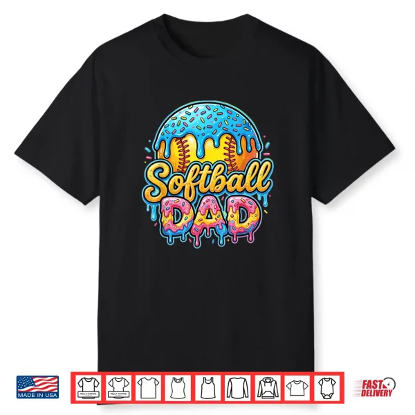 Retro Ice Cream Drip Softball Dad Game Day Dad Father’S Day Shirt