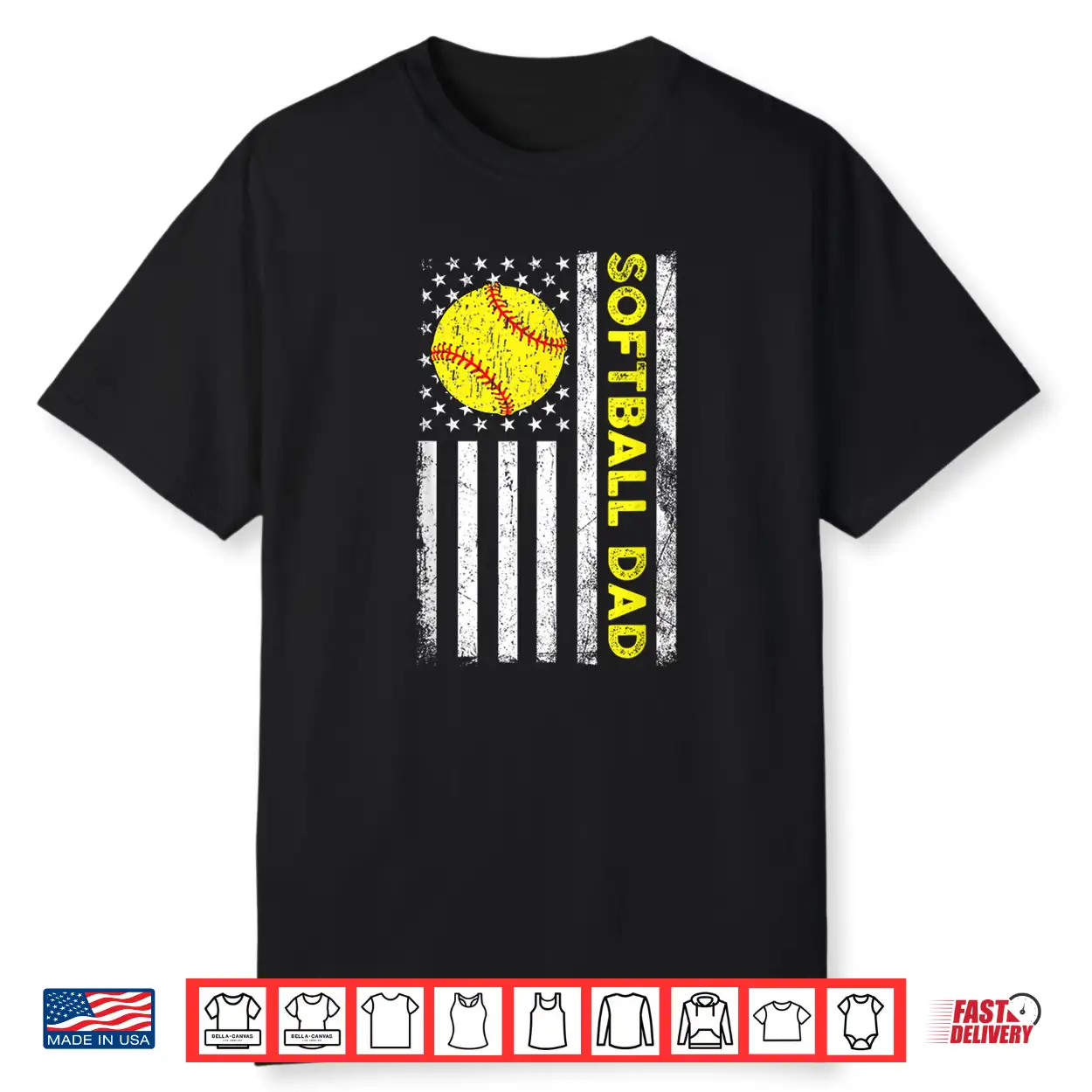 Softball Dad American Flag Fathers Day Shirt Softball Dad American Flag Fathers Day Shirt