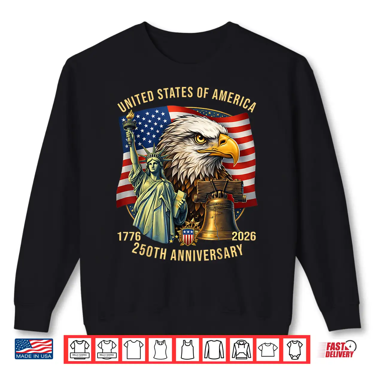 250 Years 1776 2026 250Th Birthday Eagle Liberty Bell Shirt 250 Years 1776 2026 250Th Birthday Eagle Liberty Bell Shirt