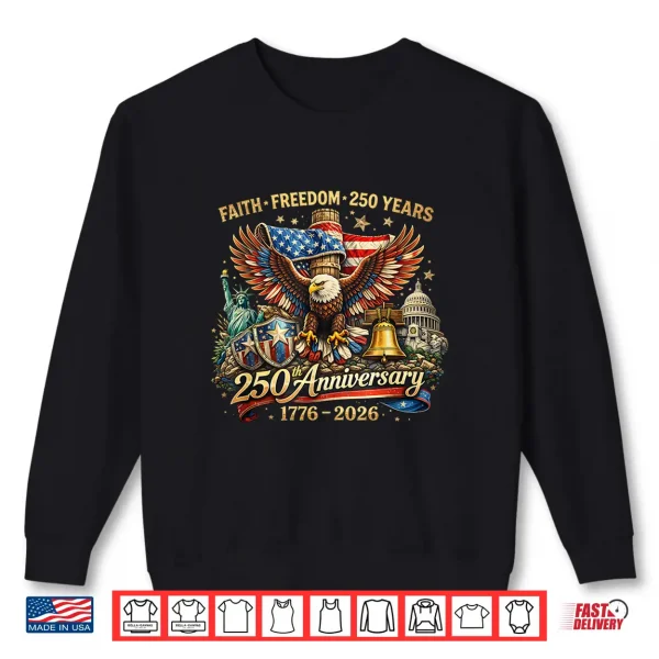 Sweatshirt 250 Years of Freedom Vintage American Flag Eagle Shirt